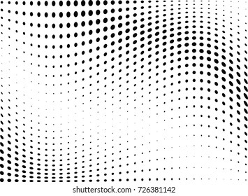 Abstract halftone wave dotted background. Futuristic twisted grunge pattern, dot, circles.  Vector modern optical pop art texture for posters, business cards, cover, labels mock-up, stickers layout