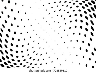 Abstract halftone wave dotted background. Futuristic twisted grunge pattern, dot, circles.  Vector modern optical pop art texture for posters, business cards, cover, labels mock-up, stickers layout