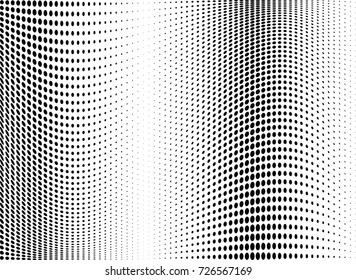 Abstract halftone wave dotted background. Futuristic twisted grunge pattern, dot, circles.  Vector modern optical pop art texture for posters, business cards, cover, labels mock-up, stickers layout