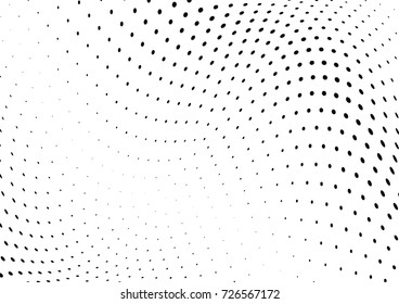 Abstract halftone wave dotted background. Futuristic twisted grunge pattern, dot, circles.  Vector modern optical pop art texture for posters, business cards, cover, labels mock-up, stickers layout