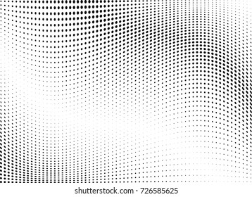 Abstract halftone wave dotted background. Futuristic twisted grunge pattern, dot, circles.  Vector modern optical pop art texture for posters, business cards, cover, labels mock-up, stickers layout