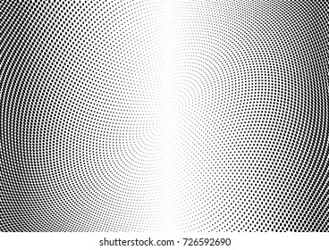 Abstract halftone wave dotted background. Futuristic twisted grunge pattern, dot, circles.  Vector modern optical pop art texture for posters, business cards, cover, labels mock-up, stickers layout