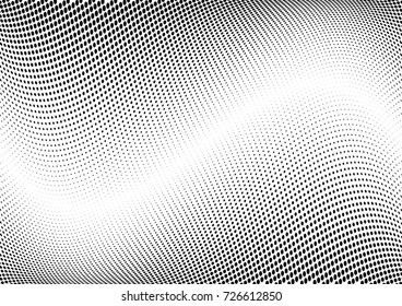 Abstract halftone wave dotted background. Futuristic twisted grunge pattern, dot, circles.  Vector modern optical pop art texture for posters, business cards, cover, labels mock-up, stickers layout