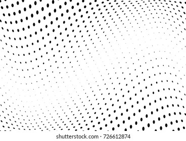 Abstract halftone wave dotted background. Futuristic twisted grunge pattern, dot, circles.  Vector modern optical pop art texture for posters, business cards, cover, labels mock-up, stickers layout