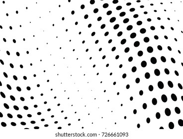 Abstract halftone wave dotted background. Futuristic twisted grunge pattern, dot, circles.  Vector modern optical pop art texture for posters, business cards, cover, labels mock-up, stickers layout