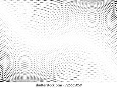 Abstract halftone wave dotted background. Futuristic twisted grunge pattern, dot, circles.  Vector modern optical pop art texture for posters, business cards, cover, labels mock-up, stickers layout