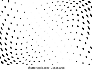 Abstract halftone wave dotted background. Futuristic twisted grunge pattern, dot, circles.  Vector modern optical pop art texture for posters, business cards, cover, labels mock-up, stickers layout