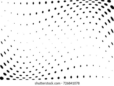 Abstract halftone wave dotted background. Futuristic twisted grunge pattern, dot, circles.  Vector modern optical pop art texture for posters, business cards, cover, labels mock-up, stickers layout