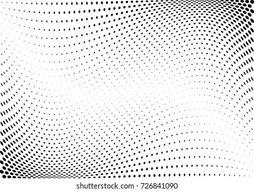 Abstract halftone wave dotted background. Futuristic twisted grunge pattern, dot, circles.  Vector modern optical pop art texture for posters, business cards, cover, labels mock-up, stickers layout