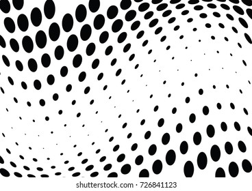 Abstract halftone wave dotted background. Futuristic twisted grunge pattern, dot, circles.  Vector modern optical pop art texture for posters, business cards, cover, labels mock-up, stickers layout
