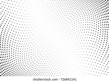 Abstract halftone wave dotted background. Futuristic twisted grunge pattern, dot, circles.  Vector modern optical pop art texture for posters, business cards, cover, labels mock-up, stickers layout