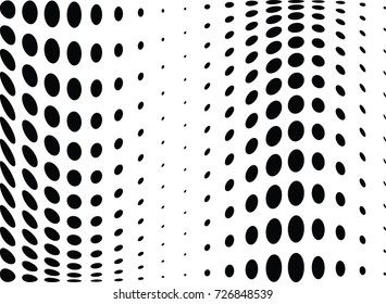 Abstract halftone wave dotted background. Futuristic twisted grunge pattern, dot, circles.  Vector modern optical pop art texture for posters, business cards, cover, labels mock-up, stickers layout