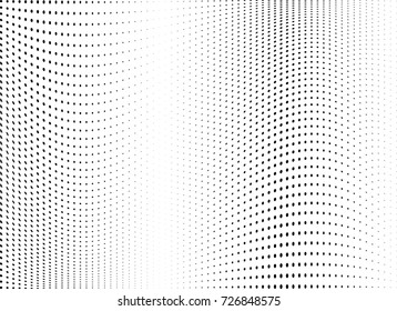 Abstract halftone wave dotted background. Futuristic twisted grunge pattern, dot, circles.  Vector modern optical pop art texture for posters, business cards, cover, labels mock-up, stickers layout