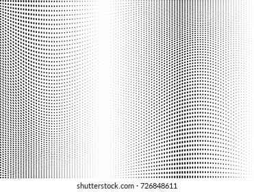 Abstract halftone wave dotted background. Futuristic twisted grunge pattern, dot, circles.  Vector modern optical pop art texture for posters, business cards, cover, labels mock-up, stickers layout
