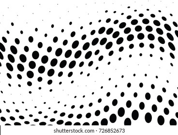 Abstract halftone wave dotted background. Futuristic twisted grunge pattern, dot, circles.  Vector modern optical pop art texture for posters, business cards, cover, labels mock-up, stickers layout
