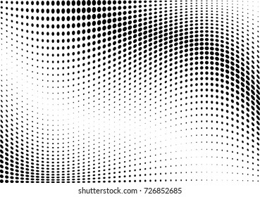 Abstract halftone wave dotted background. Futuristic twisted grunge pattern, dot, circles.  Vector modern optical pop art texture for posters, business cards, cover, labels mock-up, stickers layout