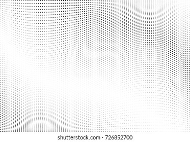 Abstract halftone wave dotted background. Futuristic twisted grunge pattern, dot, circles.  Vector modern optical pop art texture for posters, business cards, cover, labels mock-up, stickers layout
