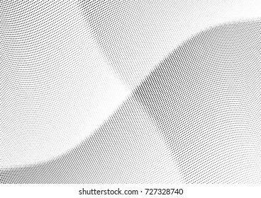 Abstract halftone wave dotted background. Futuristic twisted grunge pattern, dot, circles.  Vector modern optical pop art texture for posters, business cards, cover, labels mock-up, stickers layout