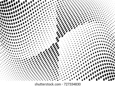 Abstract halftone wave dotted background. Futuristic twisted grunge pattern, dot, circles.  Vector modern optical pop art texture for posters, business cards, cover, labels mock-up, stickers layout