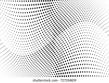 Abstract halftone wave dotted background. Futuristic twisted grunge pattern, dot, circles.  Vector modern optical pop art texture for posters, business cards, cover, labels mock-up, stickers layout
