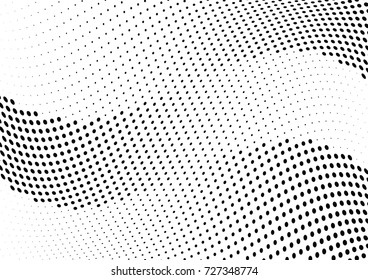 Abstract halftone wave dotted background. Futuristic twisted grunge pattern, dot, circles.  Vector modern optical pop art texture for posters, business cards, cover, labels mock-up, stickers layout