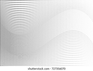 Abstract halftone wave dotted background. Futuristic twisted grunge pattern, dot, circles.  Vector modern optical pop art texture for posters, business cards, cover, labels mock-up, stickers layout