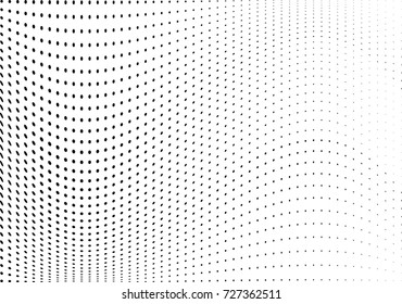 Abstract halftone wave dotted background. Futuristic twisted grunge pattern, dot, circles.  Vector modern optical pop art texture for posters, business cards, cover, labels mock-up, stickers layout