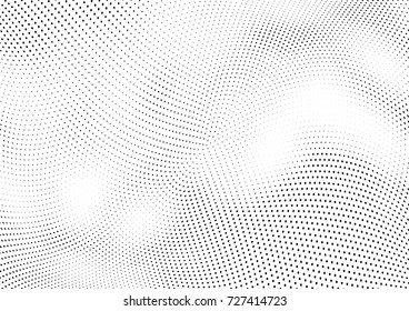 Abstract halftone wave dotted background. Futuristic twisted grunge pattern, dot, circles.  Vector modern optical pop art texture for posters, business cards, cover, labels mock-up, stickers layout