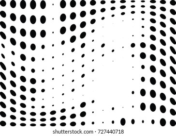 Abstract halftone wave dotted background. Futuristic twisted grunge pattern, dot, circles.  Vector modern optical pop art texture for posters, business cards, cover, labels mock-up, stickers layout