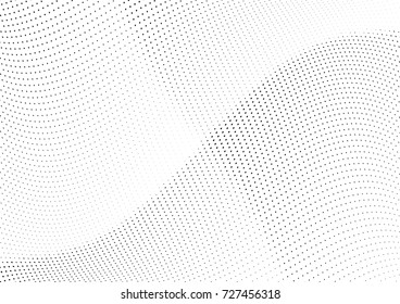 Abstract halftone wave dotted background. Futuristic twisted grunge pattern, dot, circles.  Vector modern optical pop art texture for posters, business cards, cover, labels mock-up, stickers layout