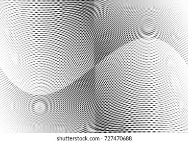 Abstract halftone wave dotted background. Futuristic twisted grunge pattern, dot, circles.  Vector modern optical pop art texture for posters, business cards, cover, labels mock-up, stickers layout