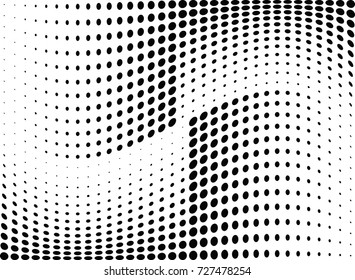 Abstract halftone wave dotted background. Futuristic twisted grunge pattern, dot, circles.  Vector modern optical pop art texture for posters, business cards, cover, labels mock-up, stickers layout