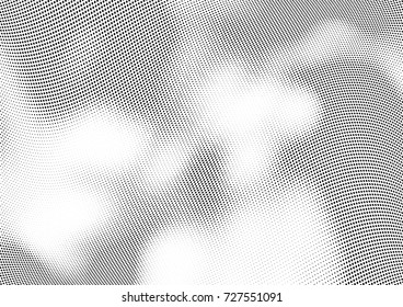 Abstract halftone wave dotted background. Futuristic twisted grunge pattern, dot, circles.  Vector modern optical pop art texture for posters, business cards, cover, labels mock-up, stickers layout