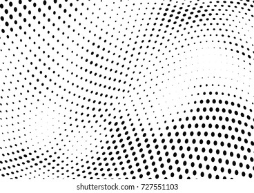 Abstract halftone wave dotted background. Futuristic twisted grunge pattern, dot, circles.  Vector modern optical pop art texture for posters, business cards, cover, labels mock-up, stickers layout