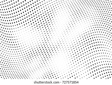 Abstract halftone wave dotted background. Futuristic twisted grunge pattern, dot, circles.  Vector modern optical pop art texture for posters, business cards, cover, labels mock-up, stickers layout