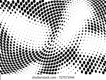Abstract halftone wave dotted background. Futuristic twisted grunge pattern, dot, circles.  Vector modern optical pop art texture for posters, business cards, cover, labels mock-up, stickers layout