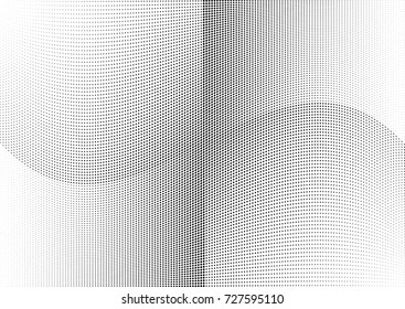 Abstract halftone wave dotted background. Futuristic twisted grunge pattern, dot, circles.  Vector modern optical pop art texture for posters, business cards, cover, labels mock-up, stickers layout