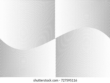 Abstract halftone wave dotted background. Futuristic twisted grunge pattern, dot, circles.  Vector modern optical pop art texture for posters, business cards, cover, labels mock-up, stickers layout