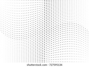 Abstract halftone wave dotted background. Futuristic twisted grunge pattern, dot, circles.  Vector modern optical pop art texture for posters, business cards, cover, labels mock-up, stickers layout