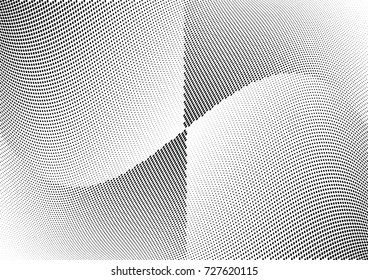 Abstract halftone wave dotted background. Futuristic twisted grunge pattern, dot, circles.  Vector modern optical pop art texture for posters, business cards, cover, labels mock-up, stickers layout