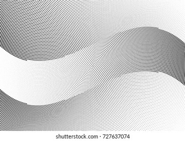 Abstract halftone wave dotted background. Futuristic twisted grunge pattern, dot, circles.  Vector modern optical pop art texture for posters, business cards, cover, labels mock-up, stickers layout