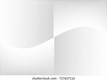 Abstract halftone wave dotted background. Futuristic twisted grunge pattern, dot, circles.  Vector modern optical pop art texture for posters, business cards, cover, labels mock-up, stickers layout