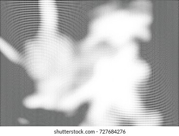 Abstract halftone wave dotted background. Futuristic twisted grunge pattern, dot, circles.  Vector modern optical pop art texture for posters, business cards, cover, labels mock-up, stickers layout