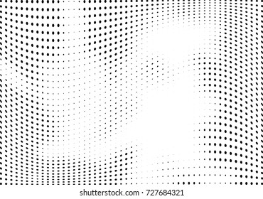 Abstract halftone wave dotted background. Futuristic twisted grunge pattern, dot, circles.  Vector modern optical pop art texture for posters, business cards, cover, labels mock-up, stickers layout