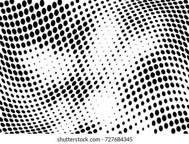 Abstract halftone wave dotted background. Futuristic twisted grunge pattern, dot, circles.  Vector modern optical pop art texture for posters, business cards, cover, labels mock-up, stickers layout