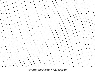 Abstract halftone wave dotted background. Futuristic twisted grunge pattern, dot, circles.  Vector modern optical pop art texture for posters, business cards, cover, labels mock-up, stickers layout