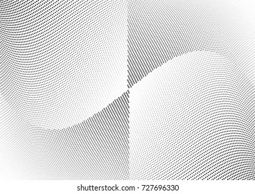 Abstract halftone wave dotted background. Futuristic twisted grunge pattern, dot, circles.  Vector modern optical pop art texture for posters, business cards, cover, labels mock-up, stickers layout
