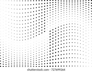 Abstract halftone wave dotted background. Futuristic twisted grunge pattern, dot, circles.  Vector modern optical pop art texture for posters, business cards, cover, labels mock-up, stickers layout