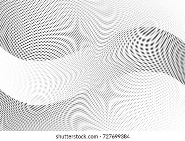 Abstract halftone wave dotted background. Futuristic twisted grunge pattern, dot, circles.  Vector modern optical pop art texture for posters, business cards, cover, labels mock-up, stickers layout