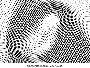 Abstract halftone wave dotted background. Futuristic twisted grunge pattern, dot, circles.  Vector modern optical pop art texture for posters, business cards, cover, labels mock-up, stickers layout